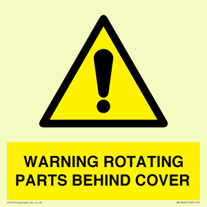 WARNING ROTATING PARTS BEHIND COVER